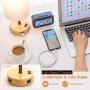 Table Lamp, Bedside Lamp with USB Port and Outlet, Nightstand Lamps for Bedrooms, Table Lamps for Bedroom with Digital Alarm Clock (Bulb Included)