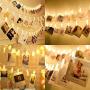 ANJAYLIA LED Fairy String Lights with Clips Battery Operated Photo Clip String Lights, 16.4ft 40LED Hanging Polaroid Pictures Photos, Ideal Gift for Her Christmas Dorms Bedroom Decoration
