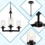 XINCAN Farmhouse Chandelier Lighting for Dining Room Light Fixture Ceiling Hanging,3 Light Black Vintage Industrial Pendant for Kitchen Island