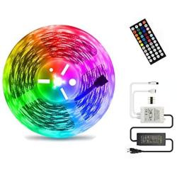 LED Light Strip 55ft AveyLum Flexible RGB Rope Lights 5050 SMD 480 LEDs Non Waterproof IP20 16M Tape Light with 44 Keys Wireless Controller and 24V Power Adapter for Home Kitchen Party TV Deco