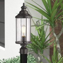 Odeums Outdoor Post Lights Fixture, Exterior Post Sconces, Outdoor Pillar Lights, Porch Post Lighting, Oil Rubbed Bronze Finish with Seeded Glass