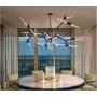 KALRI Modern Metal Sputnik Chandelier Lamp Tree Branch Pendant Lighting Ceiling Fixture with Frosted Glass Lampshade for Dining Room, Living Room, Kitchen Island, Hotel, Coffee Shop (Black-20Lights)