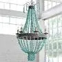 American Retro Turquoise Chandelier for Living Room,5 Light Creative Antique Metal Pendant Lighting Fixture,Staircase Decor E12 Candle Hanging Light
