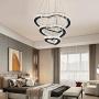 Modern Crystal 3 Heart Rings LED Chandelier Light Fixture Pendant Lighting Adjustable Stainless Steel Ceiling Hanging Lamp for Living Room Dinning Room Bedroom (Changeable)