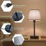 Focondot Touch Control Lamps, Built in 2 USB ports and 1 AC Outlet Bedside Table Lamp, Gray Nightstand Lamps Include 2 Dimmable Edison LED Bulbs, Ideal USB Lamps for Bedroom Living Room Office(2 Pack)