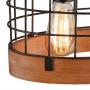 Giluta Rustic Chandelier Oval Wood Frame Mesh Cage Pendant Light Fixture Farmhouse Kitchen Chandelier Edison Hanging Ceiling Light 3 Lights, Brown (C0062)