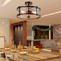Tangkula Semi Flush Mount Ceiling Light, 3-Light Close to Ceiling Light Fixtures, Bubble Glass Ceiling Lamp with High-Transparency Bubble Glass Lampshade, for Living Room, Kitchen & Dining Hall