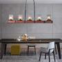 TABLIGHT Birch Wood Antique with Single Glass Lodge Hanging Pendant Light Decorative 5 Lights Ceiling Light