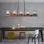 TABLIGHT Birch Wood Antique with Single Glass Lodge Hanging Pendant Light Decorative 5 Lights Ceiling Light