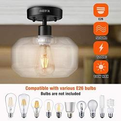 FIGDIFOR Semi Flush Mount Ceiling Light, Industrial Ceiling Lights with Clear Glass Shade & 4 Extension Tubes, Hallway Light Fixtures for Dining Room, Bedroom, Cafe, Bar, Corridor, Entryway, Passway