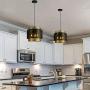 Maxax Round Farmhouse Chandelier 3 Light Indoor Ceiling Light Black&Gold Metal for Kitchen Island Living Room Dining Room Farmhouse