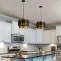 Maxax Round Farmhouse Chandelier 3 Light Indoor Ceiling Light Black&Gold Metal for Kitchen Island Living Room Dining Room Farmhouse