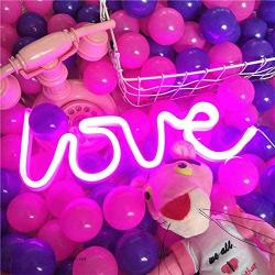 ENUOLI Pink Love Shaped Night Lights LED Neon Signs USB or Battery Operated Night Lights Lamps Art Decor Wall Decoration Table Lights Neon Signs Decorative for Home Party Bedroom Living Room …