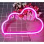 Neon Sign Cloud Decorative LED Night Light Art Wall Decor for Teens Room Birthday Party Decor Powered by Battery/USB (Pink)