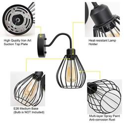 Tipace Rustic Wall Sconces 2 Pack, Industrial Wire Cage Wall Sconce, Black Vintage Wall Light Fixture for Bedroom Farmhouse Kitchen Living Room(Exclude Bulb)