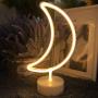 LED Warm White Moon Shape Led Neon Sign Kids Night Light with Base Marquee Signs Light Battery USB Operated Marquee Signs for Home Party Birthday Children Gifts Bedroom Bedside Table Light Lamp