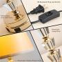 Lifeholder Bedside Lamp, Dimmable Touch Lamp with Dual USB Charging Ports, Crystal Table Lamp Include Edison Bulb, Golden USB Lamp for Bedroom,Living Room,Office