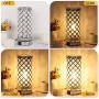 Crystal Touch Control Table Lamp Set of 2, 3-Way Dimmable Bedside Nightstand Desk Lamps with Dual USB Charging Ports, Small Decorative Lampshade Night Light for Bedroom Living Room, LED Bulb Included