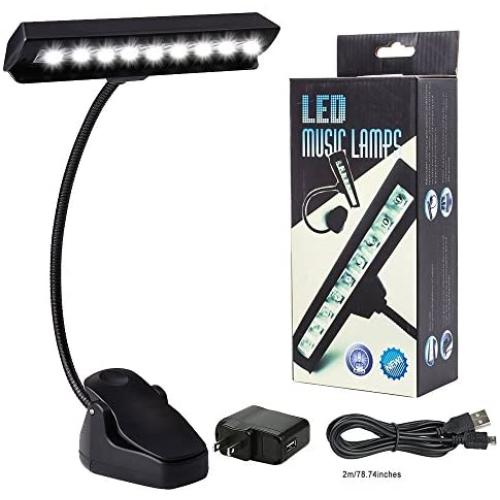 HOGNYU Clip on Reading Light, Portable Rechargeable Battery Operated Book Lights,9 LED Desk Lamp with Good Eye Protection Brightness for Piano, Travel, Desk and Bed Headboard