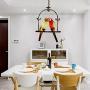 LITFAD Tiffany Style 2 Heads Pendant Light Stained Glass Parrot Suspended Light Chandeliers LED Ceiling Hanging Light with Arch Shelf for Dining Room Bedroom Hotel - B