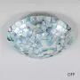 VinDeng Glass Blue Ceiling light Flush mount, E26 2-lights Tiffany style Ceiling lamp With Shell Decor Mediterranean Round Light fixture For Bedroom Dining room Restaurant-30CM