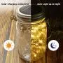 Starry Love Upgraded Solar Mason Jar Lid Light Outdoor Waterproof,Warm White 10 Pack,30 LED String Fairy Star Firefly Jar Lid Lights,Including 10 Hangers (Excluding Jars),for Terrace Garden decoration
