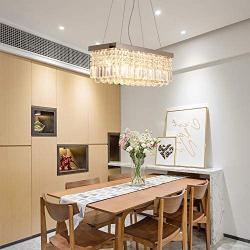 Cretifity Modern Crystal Chandelier, K9 Crystal Rectangle Raindrop Pendant Light Fixture, Flush Mount LED Ceiling Chandelier for Dining Room Island, Foyer, Living Room L23.6'' x W9.4'' x H47.2''