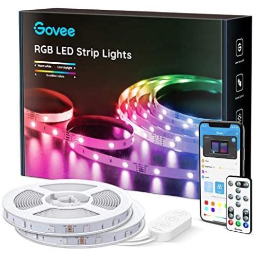 Govee 65.6 Feet RGB Led Light Strip, App Control, Music Mode for Room, Kitchen, Ceiling, Party