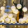 2 Pack Cotton Balls Fairy Lights Battery Operated 10 LEDs Wool Balls String Light 2.15M/6.56ft Warm White D (D:4.5cm/1.77inch) for Bedroom,Party,Indoor,Wedding,Festival Decor