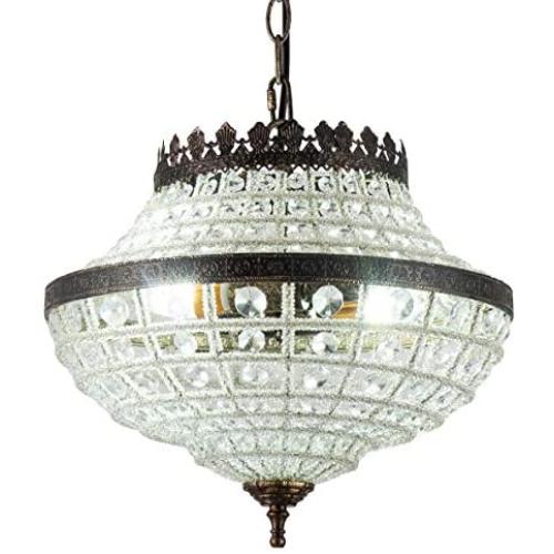 Vintage K9 Crystals Chandelier Classic Pendant Light Fixture for Living Room Entry Dining Room Staircase, Cone