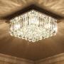 Saint Mossi Modern K9 Crystal Raindrop Chandelier Lighting Flush Mount LED Ceiling Light Fixture Pendant Lamp for Dining Room Bathroom Bedroom Livingroom G9 Bulbs Required H7'' X W16'' X L16''