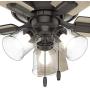 Hunter Crestfield Indoor Low Profile Ceiling Fan with LED Light and Pull Chain Control, 42'', Noble Bronze