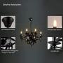 Medieval Classic Pendant Light - 8 Lights,Round Candle Chandelier Ceiling Lamp Black - Castle Style Wrought Iron Massive Size Hanging Lamps for a Living Room Hallway Country House - E14 Max 40W