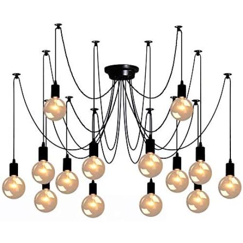 Spider Pendant Lamps 14-Light, Adjustable DIY Ceiling Spider Lamp Light, Industrial Hanging Lights for Resturant, Hotel, Living Room, Dining Room Decoration