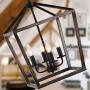 Lantern Oak Wrought Iron 4 Lights, Palacelantern Adjustable Height Pendant Light fixtures Ceiling Hanging with Iron Finish, Farmhouse, Foyer and Entryway, Dining Room, Kitchen