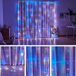 BLBO Curtain String Lights, Fairy Lights for Bedroom 9.8 Ft with 300 LED, 8 Lighting Modes for Brithday, Party Indoor Wall Decorations Multicolor