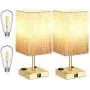 DEEPLITE Touch Control Table Lamp, 3 Way Dimmable Lamps with USB Ports and Outlets, Gold Modern Lamps for Bedrooms Living Room End/Side Table Bedside Nightstand, 6W LED Bulb Included (Set of 2)