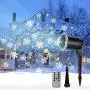 Christmas Snowflake Projector Lights Outdoor Waterproof LED Snowfall Show projections Lamp Snowstorm Remote Control Landscape Decorative Lighting Holiday Wedding Parties Xmas Valentines Day