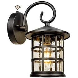 Upgrade Dusk to Dawn Sensor Outdoor Wall Lantern, Exterior Wall Mount Lights and Outdoor Sconce Porch Light Fixture with E26 Socket，Anti-Rust, Waterproof, Ideal for Garage, Doorway, Barn-10.3x7.84