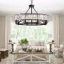 APBEAMLighting Luxury Round Crystal Chandelier Retro Pendant Lighting Hanging Ceiling Light Led Dimmable Fixture with Adjustable Chain for Living Room Dining Room Black 31.5