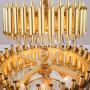 Modern Crystal Pendant Light 3 Tiers Raindrop Crystal Chandelier Round Chandelier Flush Mount Ceiling Lighting Fixture for Living Room Dining Room Lobby Restaurant,E12x5 Lights,Gold
