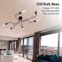 PUMING 6 Lights Ceiling Light Fixture,Semi-Flush Mount Black Metal Sputnik Chandelier for Home Bar Hotel Restaurant
