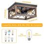 Eyassi Flush Mount Ceiling Light, Farmhouse Wooden Close to Ceiling Lighting Fixture Black Ceiling Lamp 4 Lights for Kitchen Island Living Room Bedroom Hallway Laundry Entryway