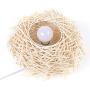 Rattan Woven Pendant Lamp Birds Nest Chandelier Rustic Bamboo Wicker Hanging Ceiling Lamp Handmade Weaved Dome Pendant Light for Living Room Bedroom Hotel Restaurant (40CM)