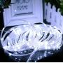 Aluvee Solar Rope String Light,Garden Decoration Outdoor Waterproof Rope String Christmas Lamp Wedding Party Tree Xmas Decoration Tree Xmas (33ft/100LED,White + PVC Tube)