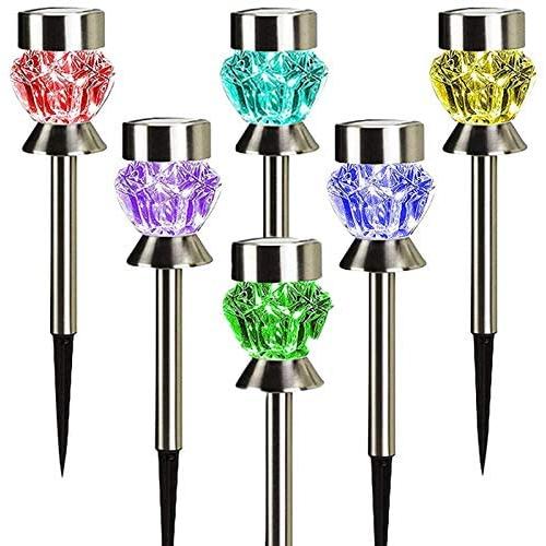 Solar Walkway Lights Outdoor Christmas, 6PK Garden Decorative Pathway Lights Solar Powered Waterproof for Driveway, Walkway, Landscape, Patio, Yard (Dual LEDs)