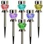 Solar Walkway Lights Outdoor Christmas, 6PK Garden Decorative Pathway Lights Solar Powered Waterproof for Driveway, Walkway, Landscape, Patio, Yard (Dual LEDs)