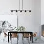 YAOHONG 5-Light Dining Room Lighting Kitchen Island Fixtures Hanging Modern Chandeliers in Black, Linear Pendant Lights Farmhouse Flush Mount Ceiling Light with Glass Shade