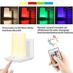 HONWELL Wall Lamp Wireless Battery Operated Wall Sconce for Bedroom Multi Color LED Wall Light for Room Decor Mood Lighting, Stick on RGB Lights for Bedroom, 16 Colors, Remote Controlled