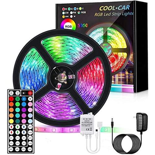 COOL·CAR Led Strip Lights 16.4ft, for Home, Kitchen, Bedroom, Dorm Room, Remote Control, RGB